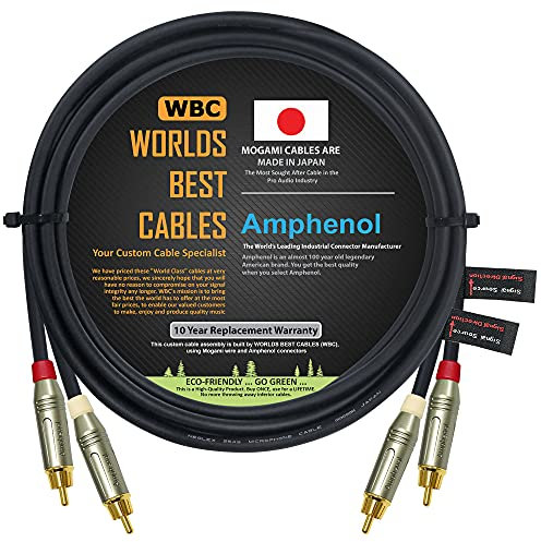 WORLDS BEST CABLES 2.5 Meter – Directional High-Definition Audio Interconnect Cable Pair CUSTOM MADE using Mogami 2549 wire and Amphenol ACPR Die-Cast, Gold Plated RCA Connectors