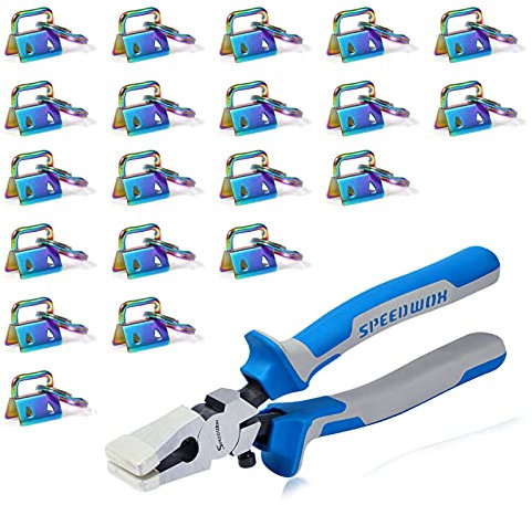 SPEEDWOX 20Pcs 0.8 Rainbow Key Fob Hardware with Key Fob Pliers Set, 8 Glass Breaking Pliers with Rubber Tips, Flat Jaws, Hardware with Key Ring for Wristlet Keychain Hardware