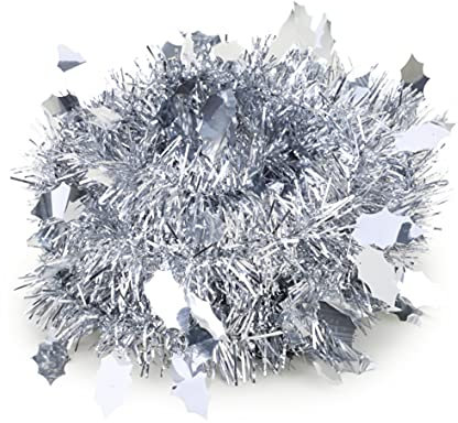 Toyland® oropel Fino con diseño de Acebo Fino de 2 Metros de Longitud - Decoración de árbol de Navidad - Plata