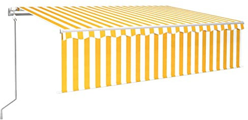 vidaXL Tenda Retrattile Automatica con Parasole 6x3m Gialla Bianca