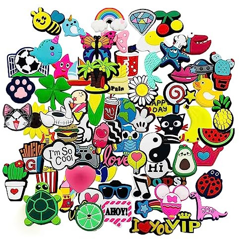VEGCOO 30 Pieces Shoe Charms for Clog Shoes, Random Cartoon Shoe Decoration Bracelet Wristband Charm Accessories for Adults Kids Shoes Craft DIY (30 Pcs)