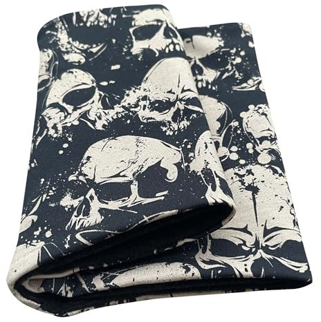 Wollhuhn Mädchen/Kinder/Jungen Warmer Schlupfschal/Halstuch Innen Fleece Gefüttert Viele Motive Winter Übergangszeiten (Skull Taupe/Schwarz)