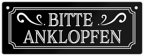 Bitte anklopfen Metallschild L in 10,5x28cm in Retro Optik