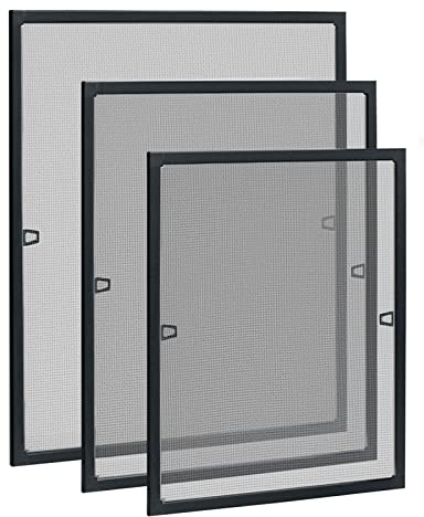 XMTECH Mosquitera para ventana, 80 x 100 cm, marco de aluminio, sin agujeros, color antracita
