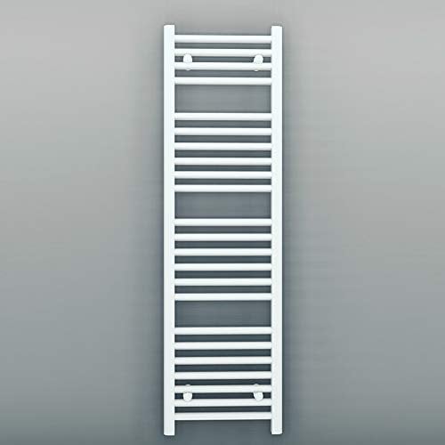 Myhomeware 400mm Wide Straight White Heated Bathroom Towel Rail Radiator For Central Heating UK (400 x 1200 mm (h))
