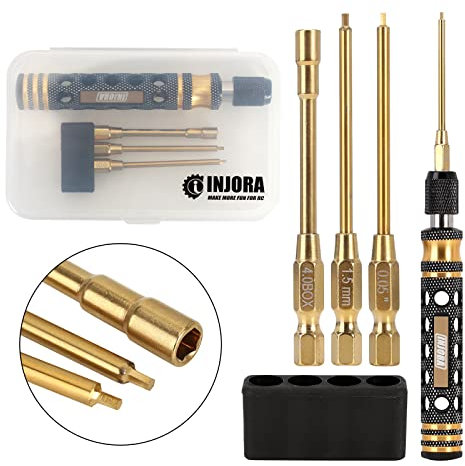 INJORA RC Werkzeug Tool Kit 3 in 1 Schraubendreher 0.05 Zoll 1.5 mm Sechskant Mutterndreher 4 mm für SCX24 Gladiator Bronco C10 JLU Deadbolt Andere RC ModellAutos