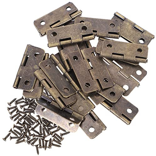 DOITOOL 1 Inch Miniature Hinge for DIY Crafts High-Grade Iron 20pcs Set Screws for Jewelry Boxes Small Decorative Projects