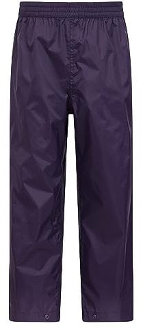 Mountain Warehouse Pakka Kids Waterproof Over Trousers - Taped Seams Rain Pants, Lightweight, Rip-Stop, Packaway Bag - for Autumn Winter, Walking, Travelling Purple Kids Size 9-10 Years