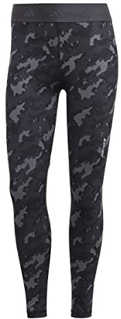 adidas Damen Techfit Camo 7/8 Leggings, Grey Five / Carbon, XS