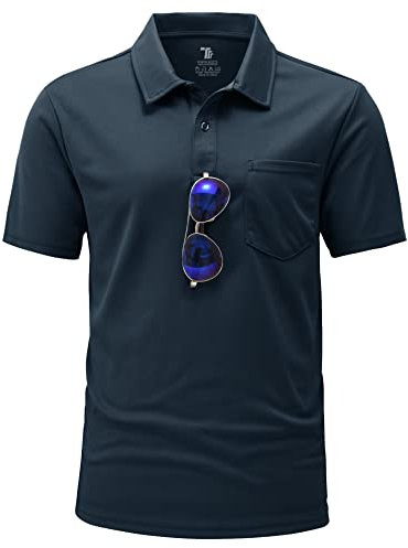 YSENTO Herren Poloshirts Kurzarm Polohemd T Shirts Golf Polo Slim Fit Tennis Polo T-Shirts mit Tasche(Marine,XL)