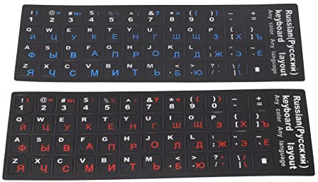2Pcs Russian Keyboard Stickers for PC Laptop - Waterproof and Dustproof Russian Alphabet Stickers with Coating