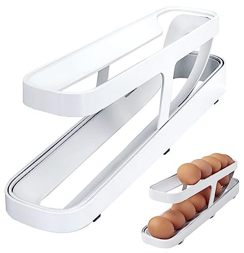 Eabdice Eierhalter Kühlschrank, Automatisch Rollender Eierspender, Rollender Eierhalter, für Den Kühlschrank, für Küchenschränke, Kühlschränke, Speisekammern (Doppelt)