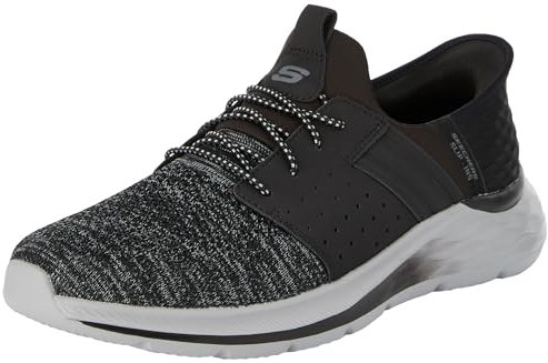 Skechers Garner Newick - Zapatos sin Cordones para Hombre, Tela sintética Negra, 47.5 EU