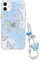 Efitoo Designed for iPhone 11 Case Glitter Cute Clear with Design Butterfly with Strap Wrist Bling Sparkle Purple Blue Aesthetic Protective Glossy Phone Cover Case Women Girls (for iPhone 11)