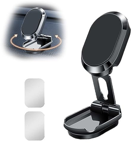 Mnsuid Excel Gadgets Phone Holder, 360° Rotation Magnetic Cell Phone Holder for Car, Super Strong Magnet Phone Car Mount for All Smartphone (Black)