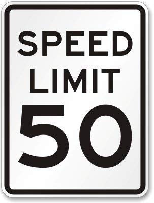 Panneau d'avertissement Speed Limit 50 MPH Panneau routier en métal 30,5 x 40,6 cm