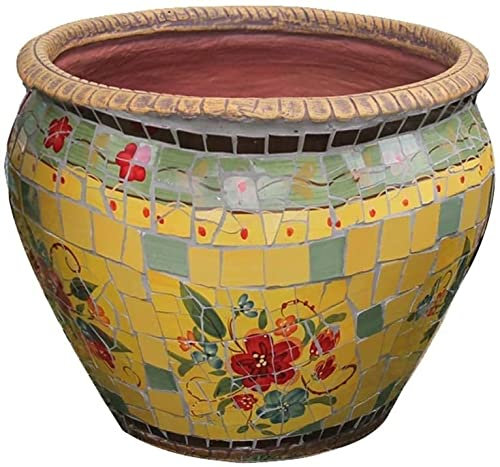 Bemalter Keramik-Blumentopf, mexikanisches farbiges Keramik-Mosaik, Bonsai-Übertopf, Garten-Blumentopf, Kunst-Blumentopf, Sukkulenten-Blumentopf, kreativ, klassisch, mit Löchern, großer Garten-Blument