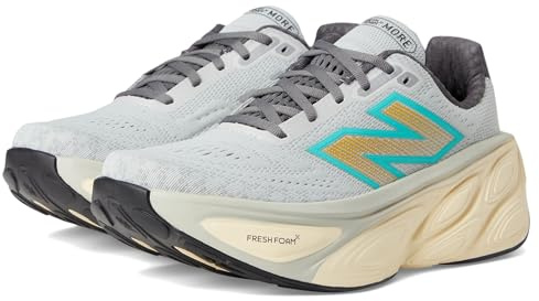 New Balance Men's Fresh Foam X More V5 Running Shoe, Brighton Grey/Calcium/Cyber Jade, 45.5 EU