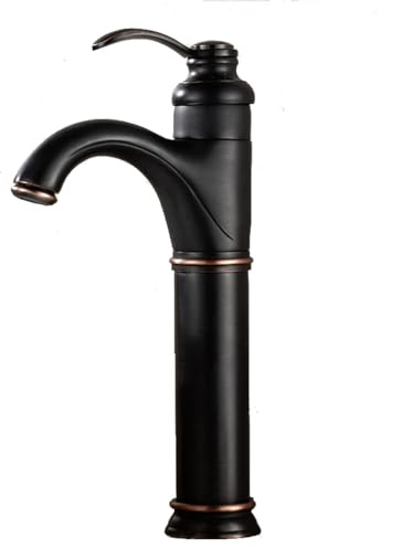 ZYCDP Robinet de Lavabo Vintage Mitigeur Monocommande Lavabo Robinetterie Monotrou Mitigeur Chaud et Froid, Noir Antique, Haut