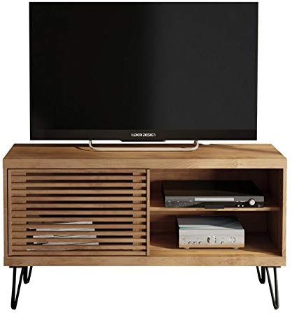 Caemmum Meuble TV 50 Pouces 1 Porte Coulissante 3 Niches