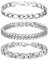 LOCCY Armband Herren, 3 Stück Silber Edelstahl Herrenarmbänder Panzerkette Armband Königskette Armbänder Figaro Kette Gliederarmband für Männer Jungs Papa Sohn Ehemann Freund (Silber-6mm, 19)