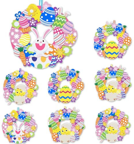 baymety Ghirlande Pasquali Per Porta D'ingresso, 8 Pezzi Fai Da Te Artificiali Ghirlande Di Pasqua Primaverili Segni Decorazioni Esterno Coperto Coniglietto Pasquale Coniglio Uovo Carote Fiori Ghirlan