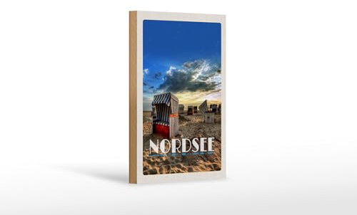 FEMER Holzschild Reise 12x18 cm Nordsee Unwetter Gemälde