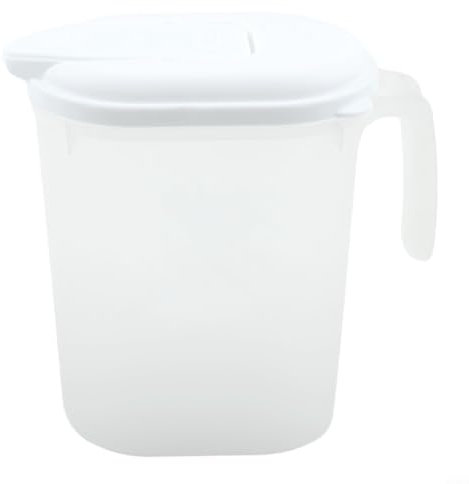 Práctica jarra de plástico con tapa, capacidad de 1 8 litros, plástico transparente, adecuada para agua, jugo, leche y bebidas, perfecta para fiestas de verano y reuniones