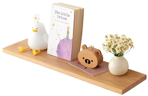 TREOAKWIS Wandregal Eiche Massiv, 30CM Schweberegal Regalbrett Holz Regale Naturholz für Haus, Wohnzimmer, Kinderzimmer, Schlafzimmer, Bad, Büro