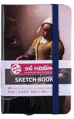 Talens Art Creation Skizzenbuch Dienstmagd mit Milchkrug | 9 x 14 cm, 140 g, 80 Blatt | Hardcover Skizzenbuch für Bleistift, Pastell, Tusche, Gouache