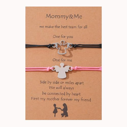 Lucktao 2 Stück schutzengel armband,Glücksbringer Armkettchen mit Engel Schutzengelchen,Filigranes Armbänder Einstellbar,Armband Damen,kommunion geschenke für mädchen,Familie Freunde.
