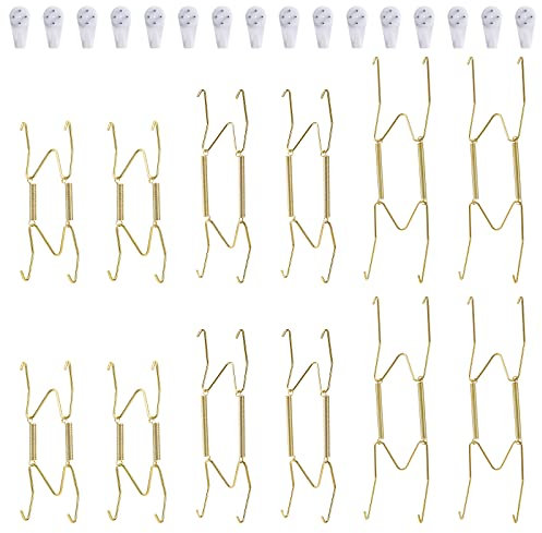 GYJZZW 10 Pack Plate Hangers, 4 Inch Wall Plate Hangers and 12 Pack Wall Hooks, Compatible 4 to 12 Inch Decorative Plates, Antique China, Antique Plates and Arts (4 6 8 Inch)