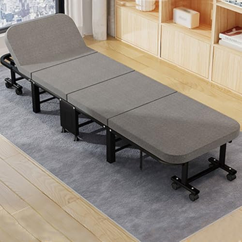 Gästebett Klappbar Klappbett Erwachsene Faltbare Metal Stahlrahmet Mit 360°-verschiebbaren Universalrädern 4-Fach Faltbar Bequeme Lagerung(190 * 90 * 28CM)