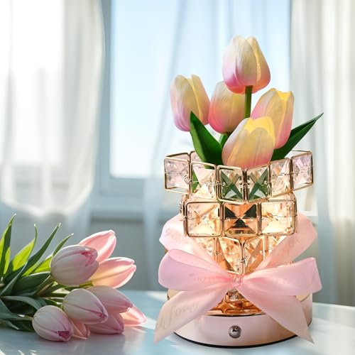 ONXE Geschenk für Sie, Geburtstagsgeschenk für Frauen/Mutter, 3-Farben dimmbares LED Touch Nachtlicht mit USB Aufladung Schlafzimmer Wohnzimmer Heimdekoration