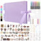 DazSpirit 80 Leere Seiten Fotoalbum zum Selbstgestalten, DIY Scrapbook Fotobuch zum Einkleben, mit 12 Marker & 7-Aufkleber, Gästebuch Ideal für Geburtstag Familie, Hochzeiten, Reisen, Lila