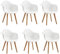 DEYARNA HOME 6er Set Moderne Esszimmerstühle, Geformte Schalensessel aus Kunststoff für Wohnzimmer, Schlafzimmer, Küche, Esszimmer, Wartezimmer (Weiß)