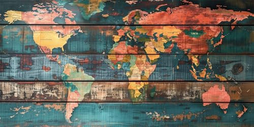 Monde Peinture par Numéros Grand 60x120cm, Peinture Numero Adulte Carte Painting by Numbers Bricolage kit Peinture Adulte Peint à la Main Peinture à l'huile Toile Kit pour Débutants, Sans Cadre