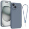 Andwing For iPhone 15 Case,Silicone Case Soft Ultra For iPhone 15 Phone Case Slim Protective Shockproof Cover Scratch-Resistant Microfiber Lining, 6.1 Grey