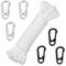 QXCFTW 16M Flag Pole Rope, 6mm Thick Nylon Flag Rope, Flagpole Rope, White Flag Line Halyard Double Braided, Pole Flag Halyard Line, With 6 Flag Pole Clip, for Flagpole Sailboat Garden Camping