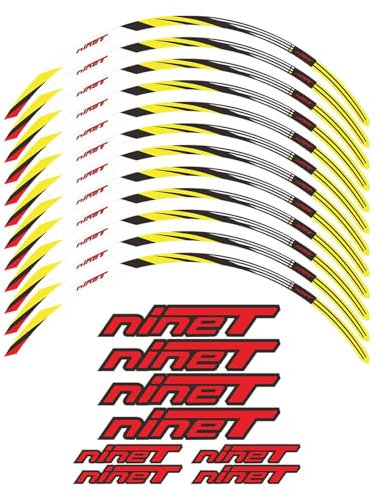 FQYZJDCZ Motorrad Rad Aufkleber für BMW R nineT Standard 2014-2024, Radstreifen Aufkleber Vorne Und Hinten Motorrad ZubehöR,1-Yellow
