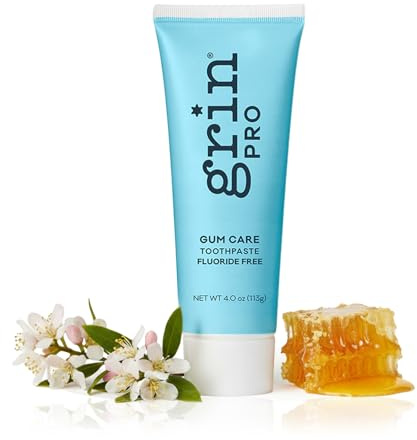 Grin Pro Gum Care Fluoride Free Toothpaste, Refreshing Mint Flavor, 4oz | Natural Toothpaste with Manuka Oil & Propolis for Fresh Breath, Sensitive Gum Health Support & Complete Oral Care Routine