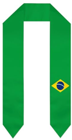 FAGIUCHI Schal mit Brasilien-Flagge, Schulabschluss, Stola, internationales Studium, Fußball-Fans, Prost, Erwachsene, Unisex, Schwarz , Einheitsgröße