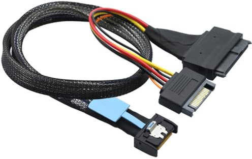 Sxmrmnx Gen5 MCIO Slimline SFF-8654 4I a SAS 8639 U.2 Cable adaptador + cable de alimentación 15P cable convertidor cable de 1 m