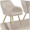 tectake® Esszimmerstuhl, gesteppter Samtstoff Stuhl, mit Armlehnen, als Essgruppe, Küchenstühle modern, gemütlicher Sessel Wohnzimmer, Dining Lounge, Schminktisch Stuhl- Taupe/Gold, 1 Stuhl