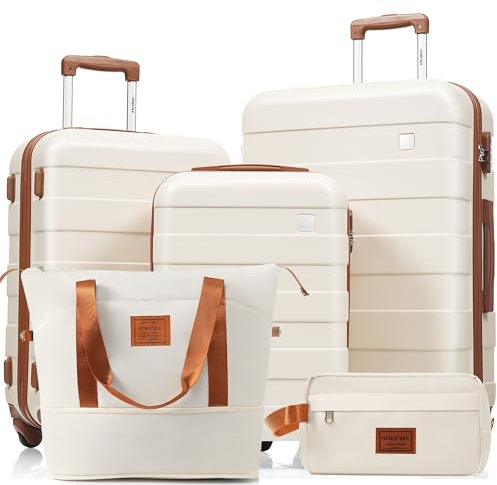 Merax 5-teiliges Hartschalen Gepäckset mit 4 Lenkrollen inkl Reisebeutel