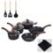 M MELENTA Pots and Pans Set Non Stick, 12 Piece Black Ceramic Cookware Set, Nonstick Induction Cookware Kitchen Cooking Set w/Frying Pans & Saucepan Set (PFOS, PFOA Free)