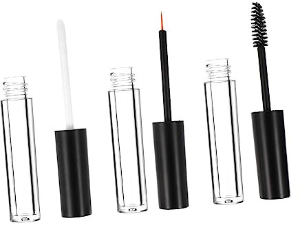 FRCOLOR 6pcs Makeup Container Frosted Black Cover Mascara Tube No Smudge for Eyelash Brush Eyelash Mascara