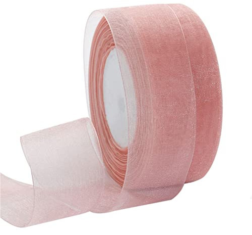 Ruban cadeau for gâteau, artisanat for emballer des décorations de fête de mariage en organza (largeur: 4cm, longueur: 45m)(Nude Pink)