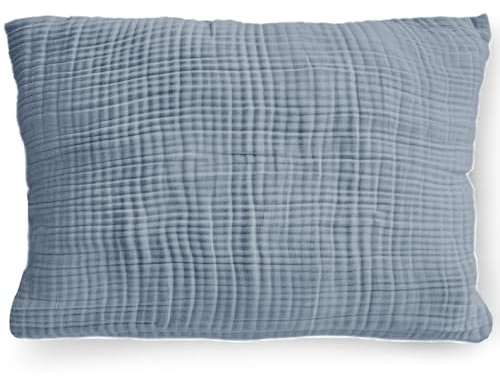 PinkZebra Bio-Musselin Kissenbezug 20 x 30 cm für Kinder & Erwachsene, weicher Kopfkissenbezug GOTS-Zertifizierung, Kissenhülle mit Reißverschluss, Made in EU, Jeans