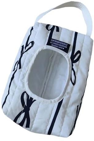 Mehrzweck-Aufbewahrungstasche, Baumwoll-Krawatten-Design für den täglichen Gebrauch, Auto-Reisezubehör, handgefertigte Kosmetiktasche aus Baumwolle, weiß, Einheitsgröße